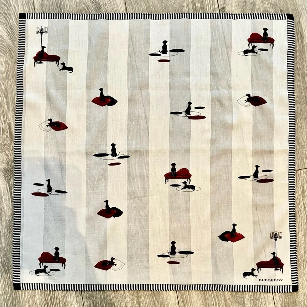 Burberry story scarf 23x23” rare scarf silk/cotton